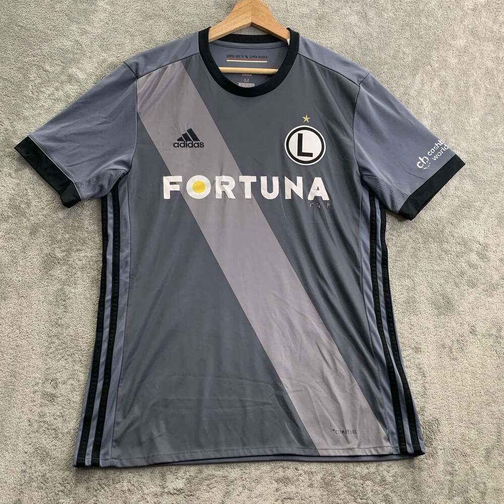 Adidas Jersey Mens Medium Legia Warsaw 2017/2018 Away Football Soccer Gray *FLAW